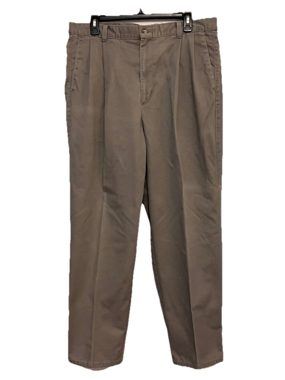 HAGGAR Pleated Khaki Pants Brown Classic Fit Pockets Belt Loops Sz 36x30